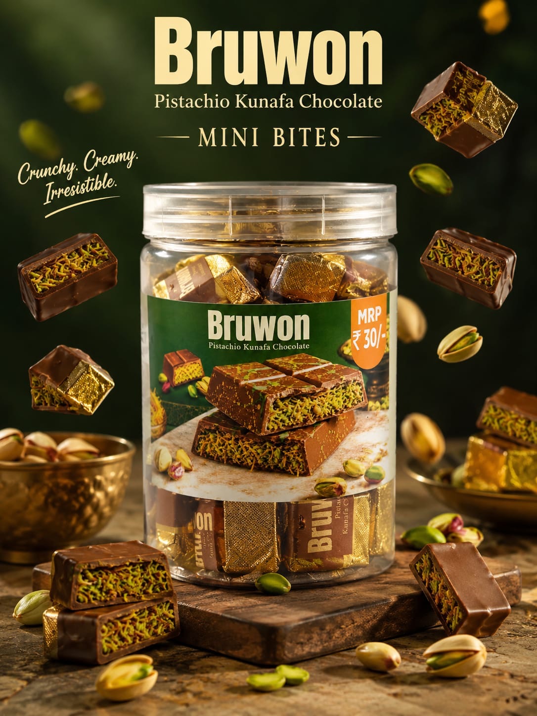 Bruwon pistachio kunafa chocolate bar.
